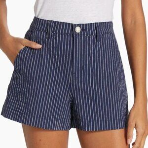 $265 L'AGENCE Navy Blue and White Striped Jameson High Rise Shorts 27 New NWT